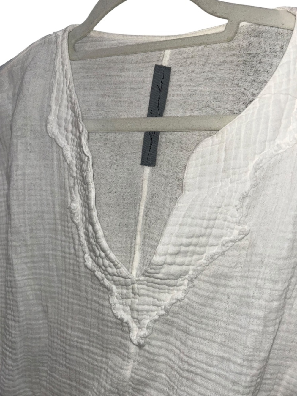 Raquel Allegra white cotton gauze crinkle tunic top Beach Pool Summer Travel 2 S - Picture 2 of 3